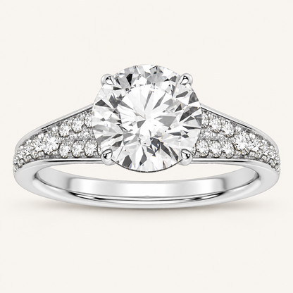 2.33 CT Round Cut Lab Grown Diamond Bridal Set Side Stone