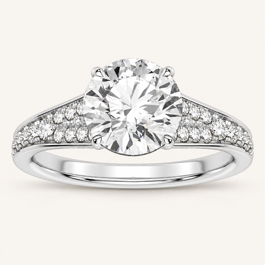 2.33 CT Round Cut Lab Grown Diamond Bridal Set Side Stone
