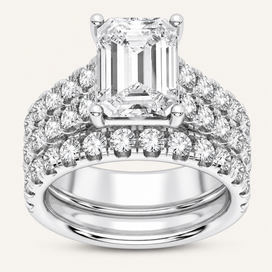5.00CT Emerald Cut Lab Grown Diamond Bridal Set