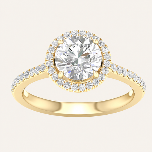 2.25CT Round Cut Lab Grown Diamond Halo Side Stone Ring