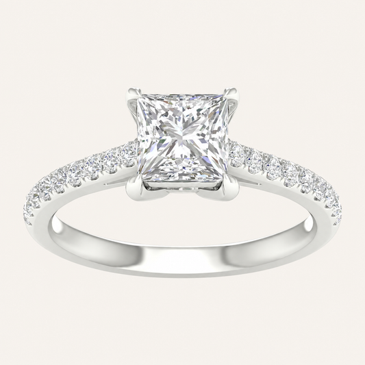 1.75CT Princess Cut Lab Grown Diamond Side Stone Ring