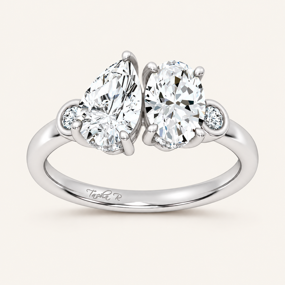 2.17 CT Pear & Oval Cut Lab Grown Diamond Toi Et Moi Ring