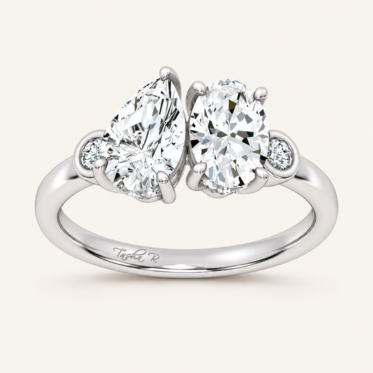 2.17 CT Pear & Oval Cut Lab Grown Diamond Toi Et Moi Ring