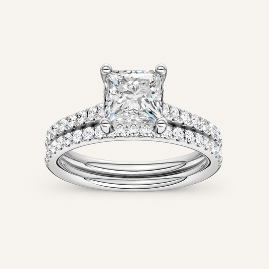 2.50CT Princess Cut Lab Grown Diamond Bridal Set