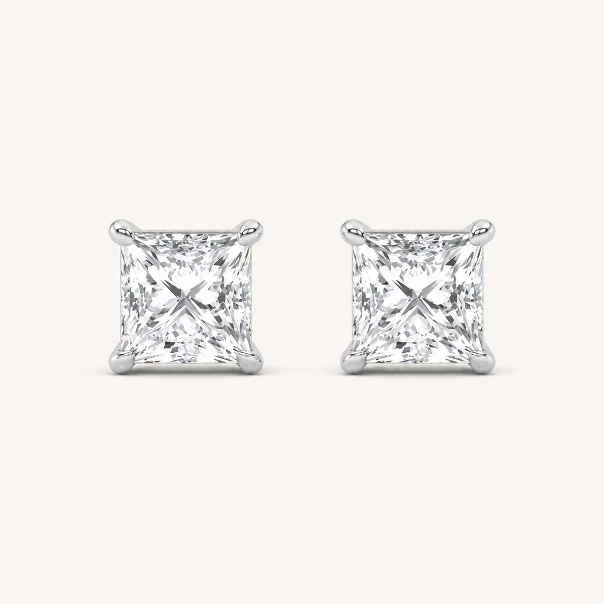 6CT Princess Cut Lab Grown Diamond Classic Basket Set Stud Earrings