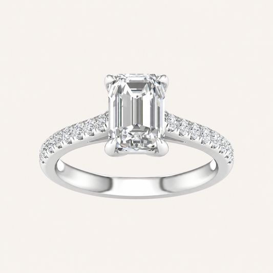 2.25CT Emerald Cut Lab Grown Diamond Side Stone Ring