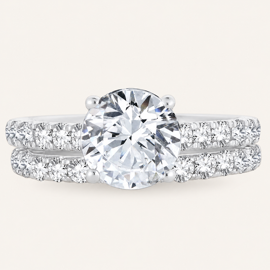 3.00CT Round Cut Lab Grown Diamond Bridal Set