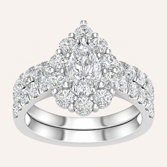 3.00CT Pear Cut Lab Grown Diamond Bridal Set