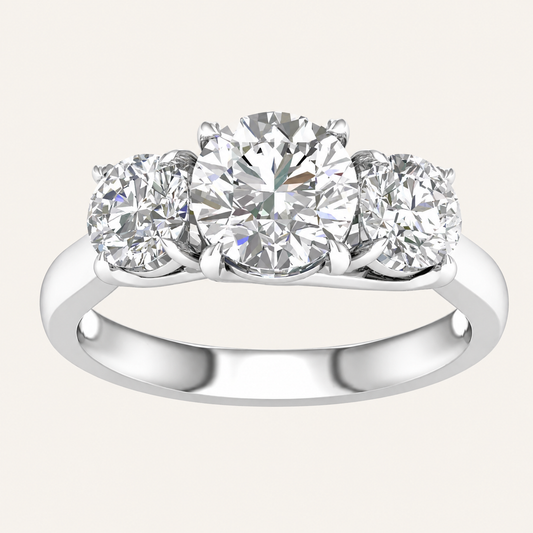 3.00CT Round Lab Grown Diamond Three Stone Ring