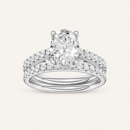2.33CT Oval Cut Lab Grown Diamond Bridal Set