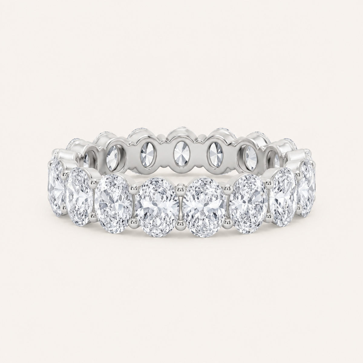 2.65CT Oval Cut Lab Grown Diamond Split Prong Eternity Ring