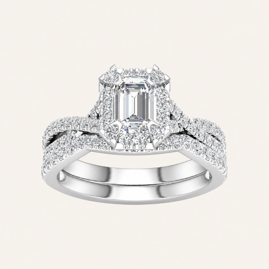 1.75CT Emerald Cut Lab Grown Diamond Bridal Set