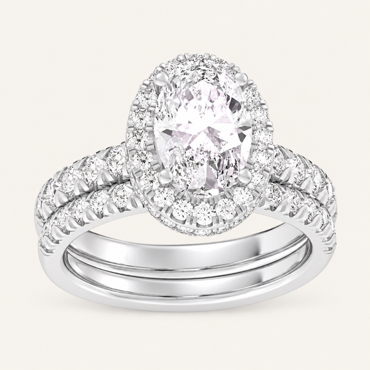 3.00CT Oval Cut Lab Grown Diamond Bridal Set