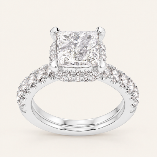 2.41CT Princess Cut Lab Grown Diamond Bridal Set