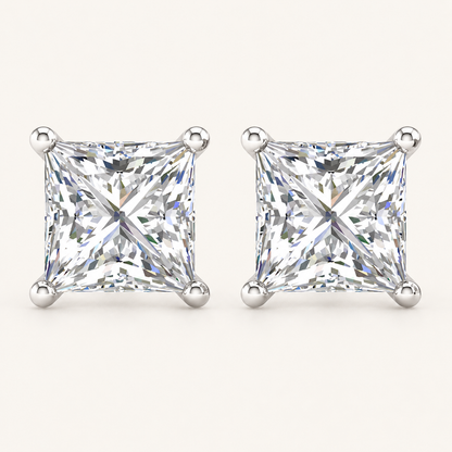 3.00 CT Princess Lab Grown Diamond Stud Earrings
