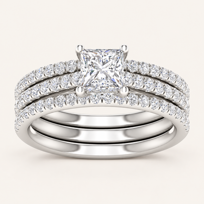 1.76 CT Princess Cut Lab Grown Diamond Band Set