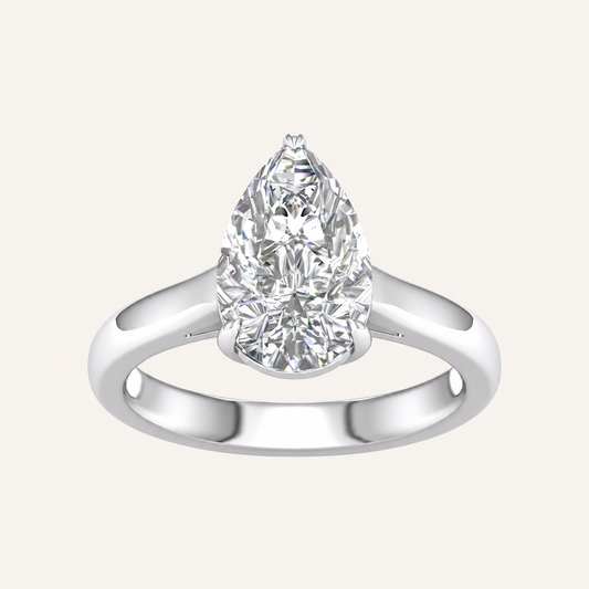 3.00CT Pear Cut Lab Grown Diamond Solitaire Ring