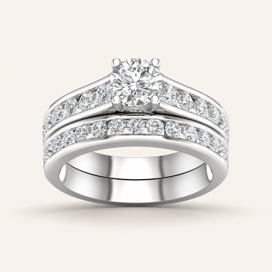 2.00CT Round Cut Lab Grown Diamond Bridal Ring Set