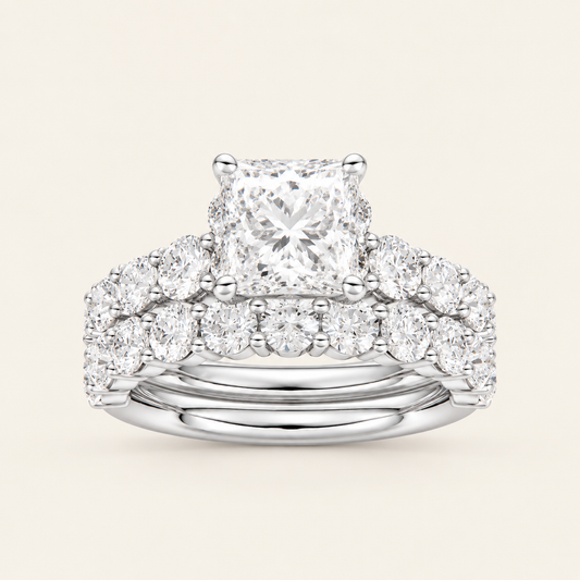 1.75CT Princess Cut Lab Grown Diamond Bridal Set