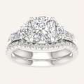 2.93 CT Round Cut Lab Grown Diamond Three Stone Engagement Ring