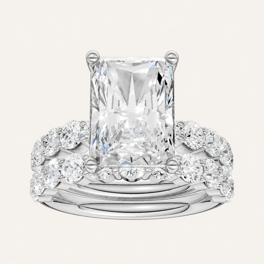 5.00CT Emerald Cut Lab Grown Diamond Bridal Set