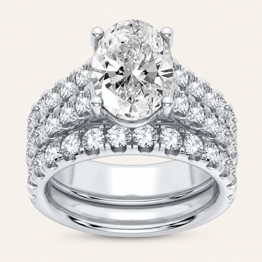5.00CT Oval Cut Lab Grown Diamond Bridal Set