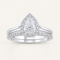 1.19 CT Pear Cut Lab Grown Diamond Halo Bridal Set