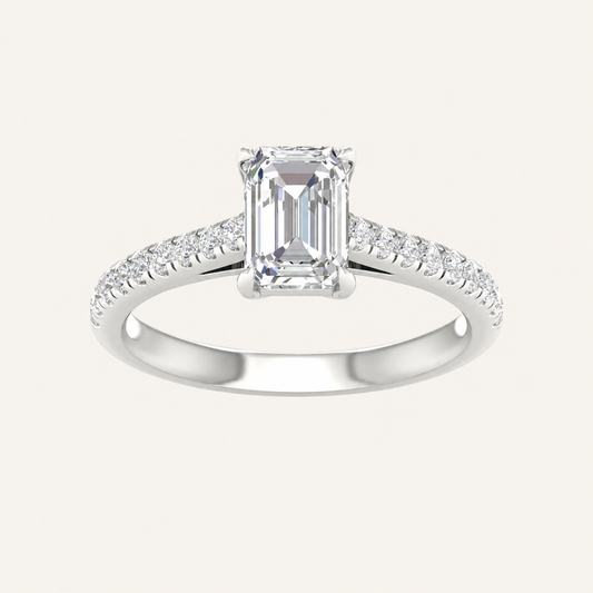 1.75CT Emerald Cut Lab Grown Diamond Side Stone Ring