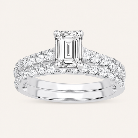 2.00CT Emerald Cut Lab Grown Diamond Bridal Ring