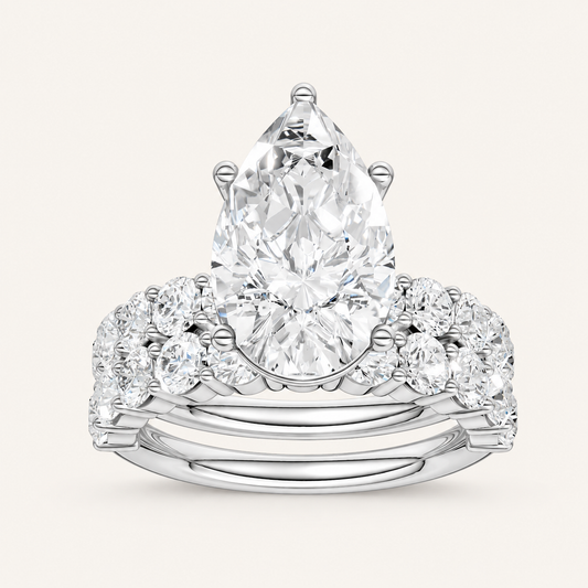 5.00CT Pear Cut Lab Grown Diamond Bridal Set