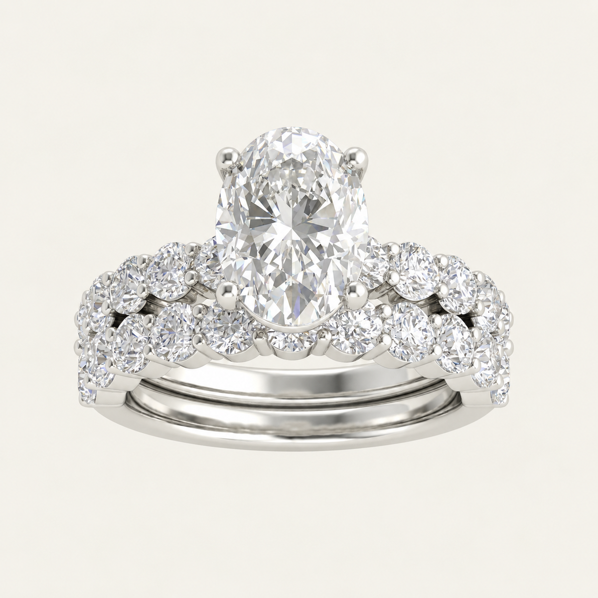 4.00CT Oval Cut Lab Grown Diamond Bridal Set