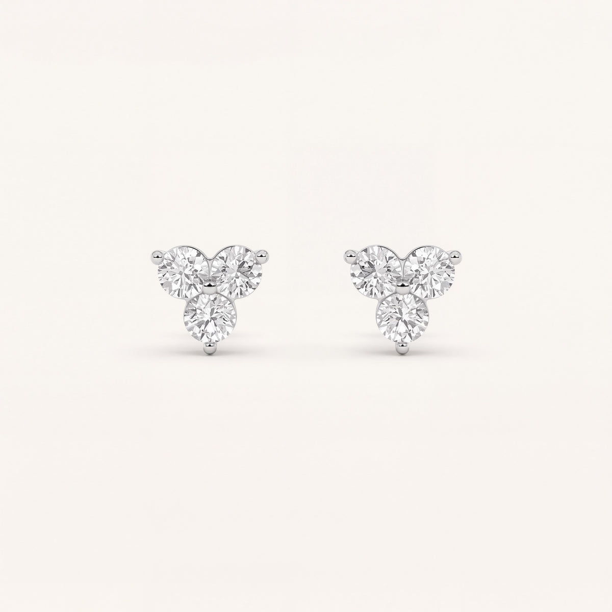 1.5CT Round Cut Lab Grown Diamond Three Stone Earrings