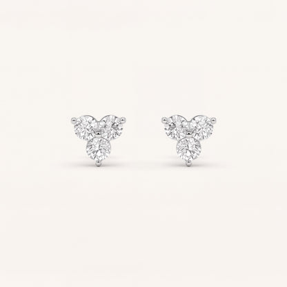 1.5CT Round Cut Lab Grown Diamond Three Stone Earrings