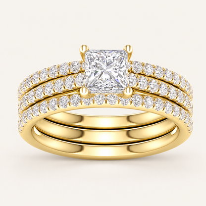 1.76 CT Princess Cut Lab Grown Diamond Band Set