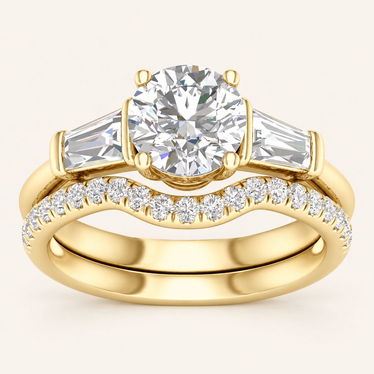 2.15 CT Round Cut Lab Grown Diamond Bridal Set