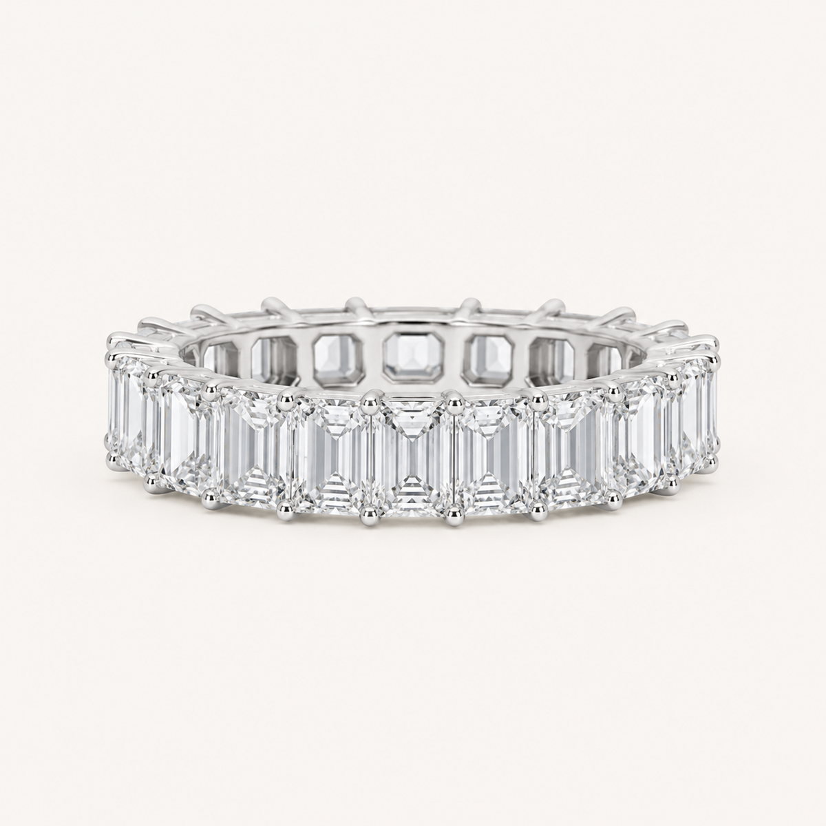 4.00 CT Emerald Cut Lab Grown Diamond Split Prong Eternity Ring