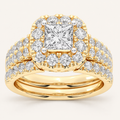 2.00 CT Princess Cut Lab Grown Diamond Bridal Halo Set