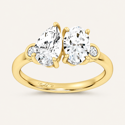 2.17 CT Pear & Oval Cut Lab Grown Diamond Toi Et Moi Ring