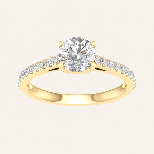 1.25CT Round Cut Lab Grown Diamond Side Stone Ring