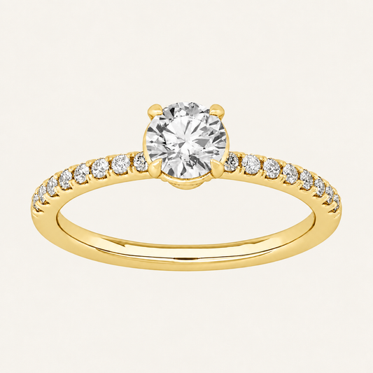 1.00CT Round Cut Diamond Side Stone Ring