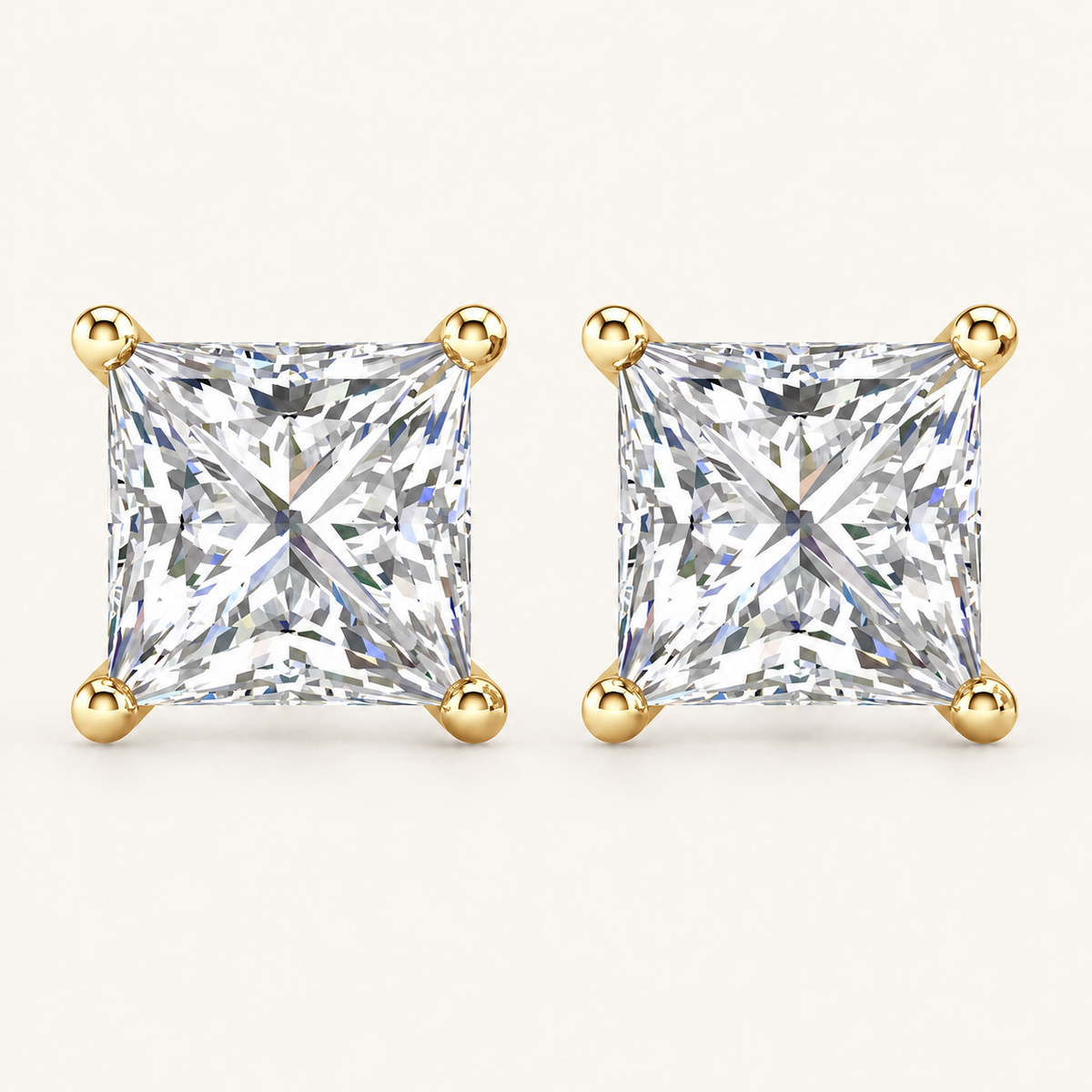 3.00 CT Princess Lab Grown Diamond Stud Earrings