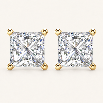 3.00 CT Princess Lab Grown Diamond Stud Earrings