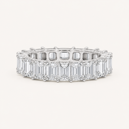 4.00 CT Emerald Cut Lab Grown Diamond Split Prong Eternity Ring