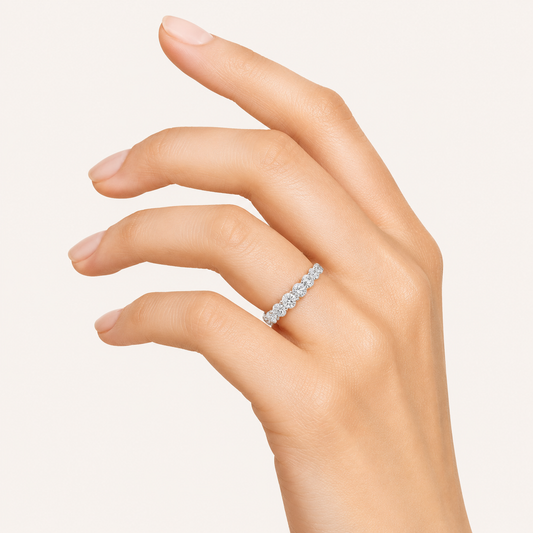 2.4CT Round Cut Lab Grown Diamond Split Prong Eternity Ring