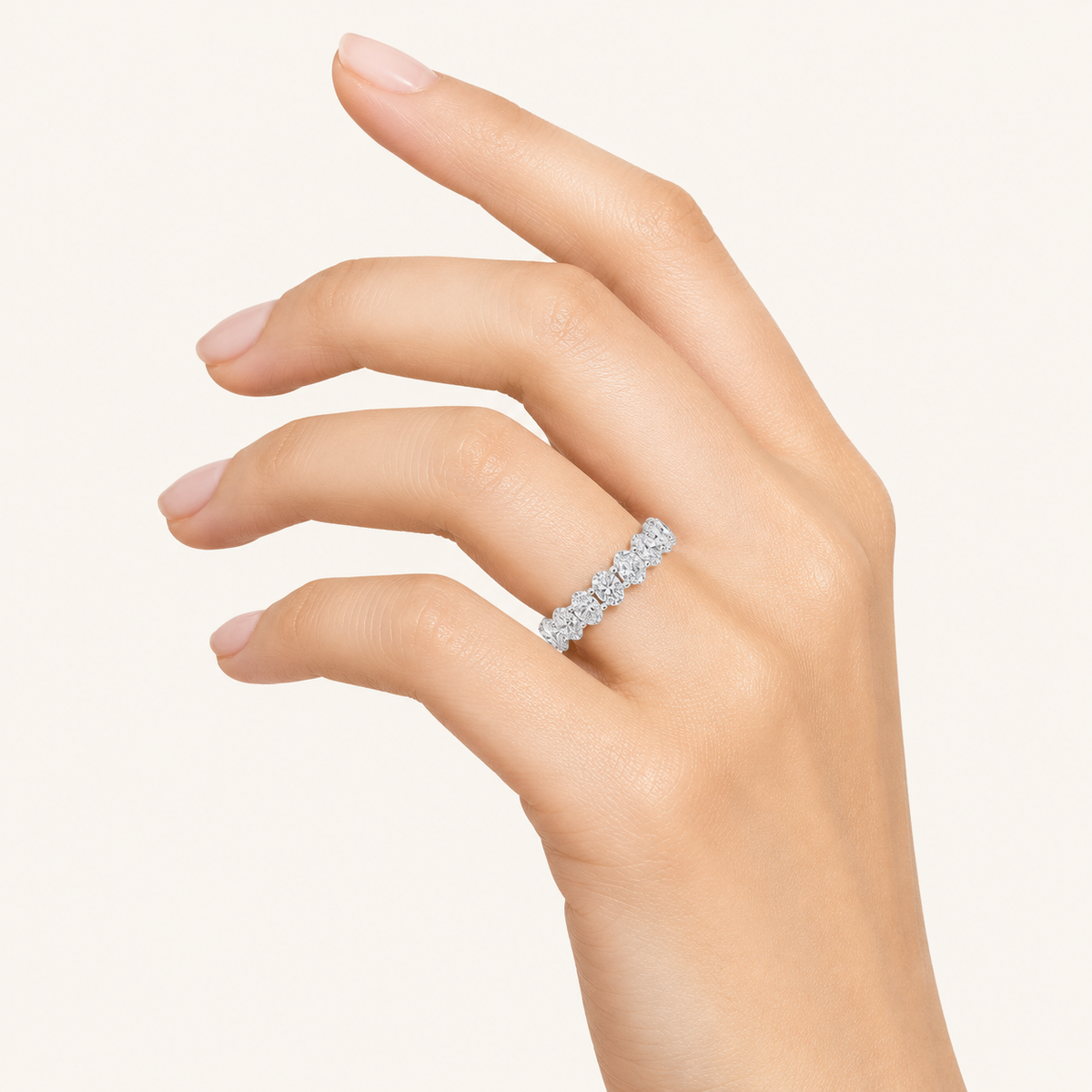 2.65CT Oval Cut Lab Grown Diamond Split Prong Eternity Ring