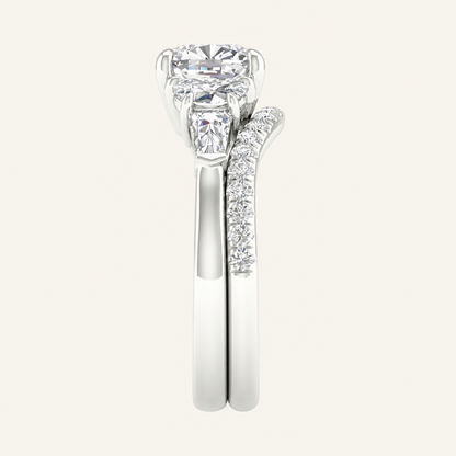 2.93 CT Round Cut Lab Grown Diamond Three Stone Engagement Ring