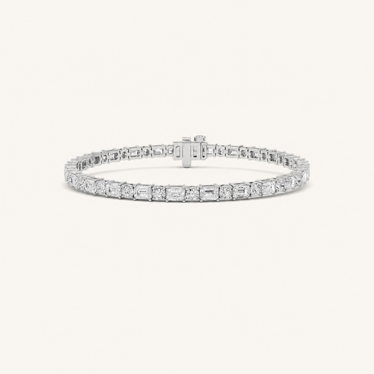7CT Emerald And Round Cut Lab Grown Diamond Bracelet