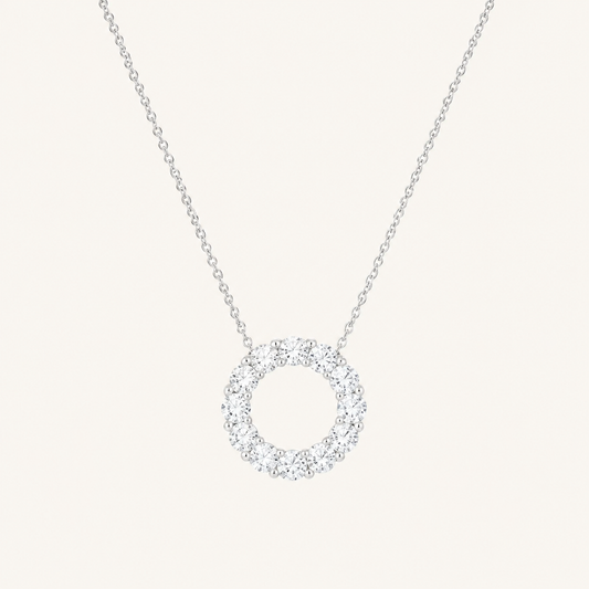 2CT Round Cut Lab Grown Diamond Circle Pendant Necklace
