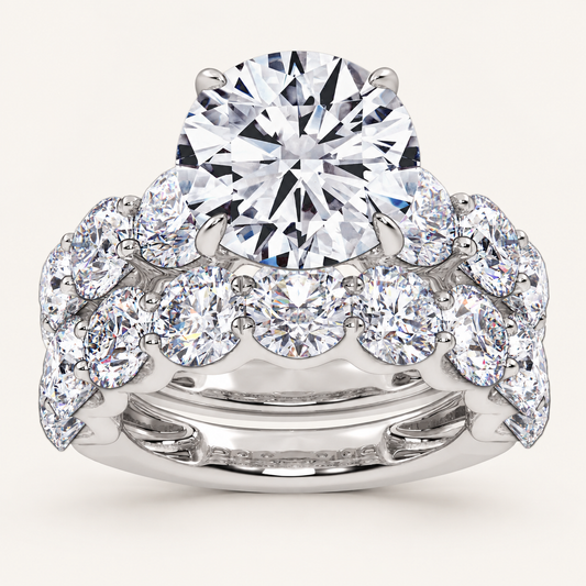 10.00CT Round Cut Lab grown Diamond Bridal Set Ring