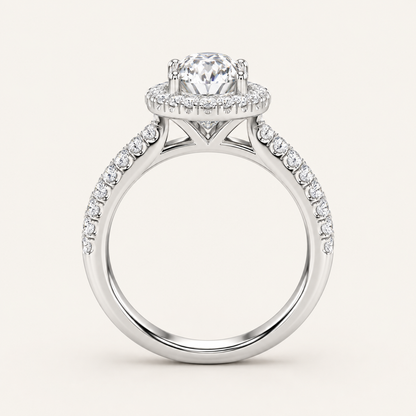 2.00CT Oval Cut lab Grown Diamond Halo Bridal Set